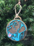 Wooden Handfinished Hanging English Mastiff Christmas Ornament with Twine - Dog's First Christmas, Puppy Parents, Personalized Tag