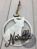 Custom Frenchie / French Bulldog Wooden Christmas Ornament With Name and Twine - Dog's First Christmas, Puppy Parents, Personalized Tag